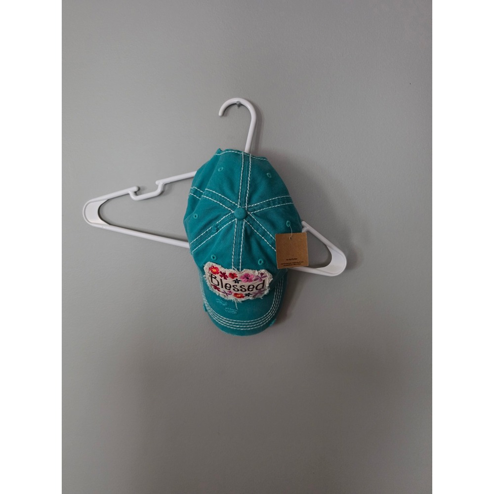 Iron Orchid Studio KBETHOS Vintage Blessed Floral Teal Distressed Baseball Hat